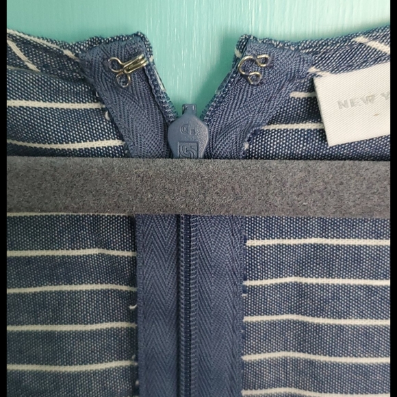 New York & Company Mixed Stripe Jumpsuit- Blue - Picture 13 of 16